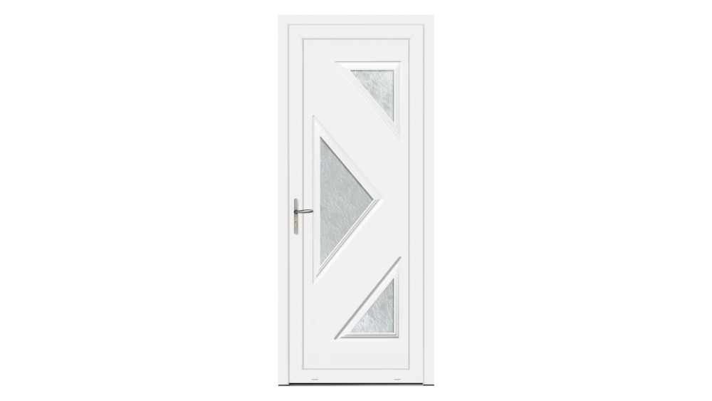 Porte d'entrée PVC parclosé ECO TRIANGLE Porte d'entrée blanche composée de 3 triangles vitrés